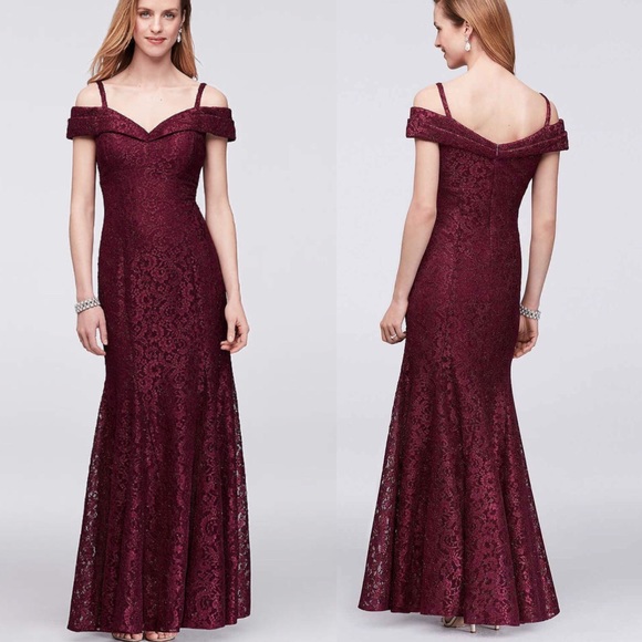 David's Bridal Dresses & Skirts - David’s bridal burgundy mermaid gown NWT